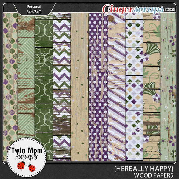 Herbally Happy - WOOD PAPERS by Twin Mom Scraps