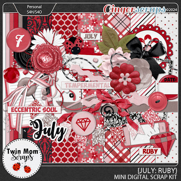 July: Ruby - MINI KIT by Twin Mom Scraps