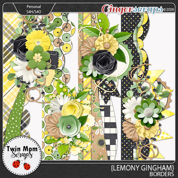 Lemony Gingham - BORDERS by Twin Mom Scraps