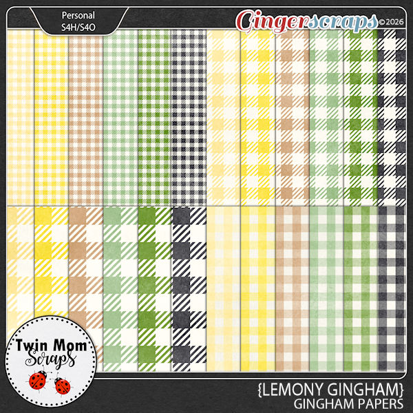 Lemony Gingham - GINGHAM PAPERS by Twin Mom Scraps