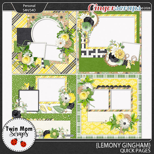 Lemony Gingham - QUICK PAGES by Twin Mom Scraps