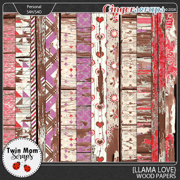 Llama Love - WOOD PAPERS by Twin Mom Scraps