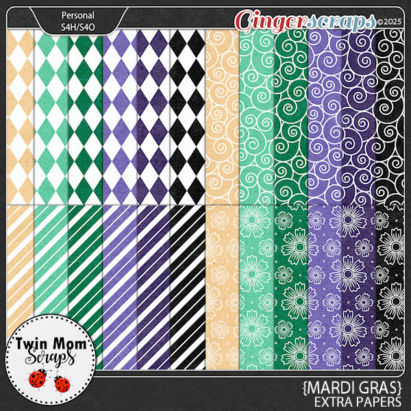 Mardi Gras - EXTRA PAPERS by Twin Mom Scraps
