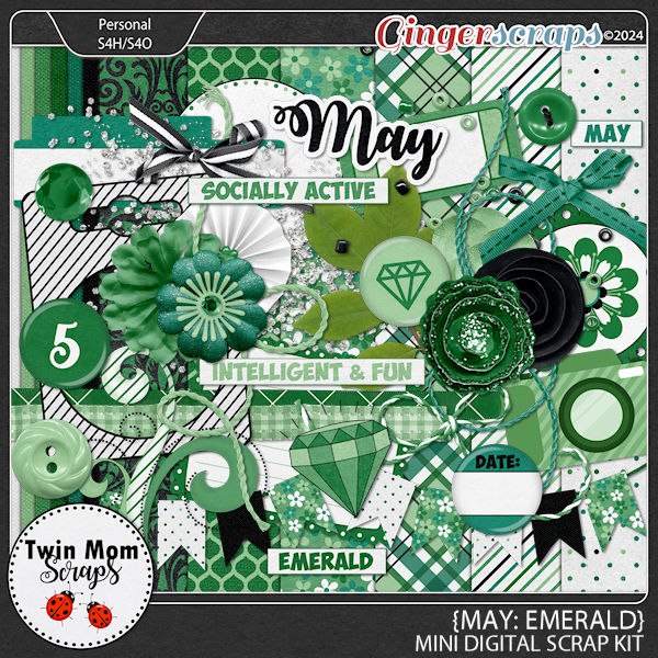 May: Emerald - MINI KIT by Twin Mom Scraps