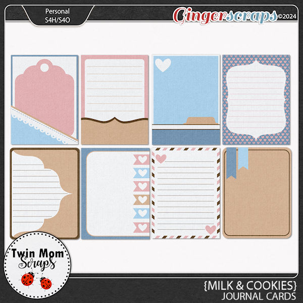 Milk and Cookies - JOURNAL CARDS by Twin Mom Scraps