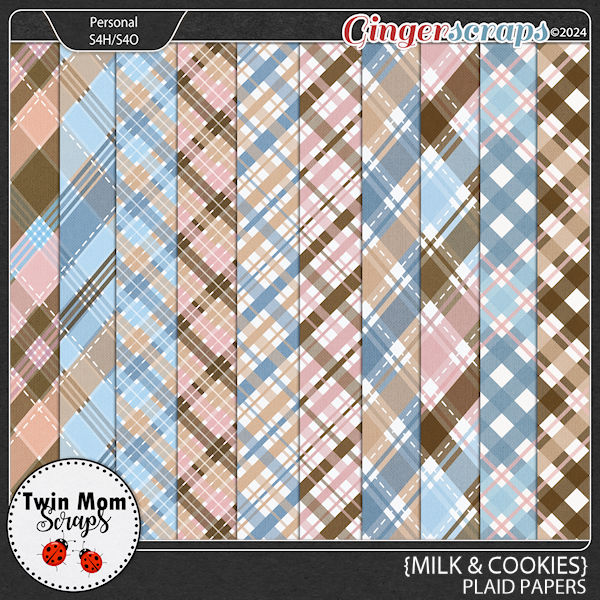 Milk and Cookies - PLAID PAPERS by Twin Mom Scraps