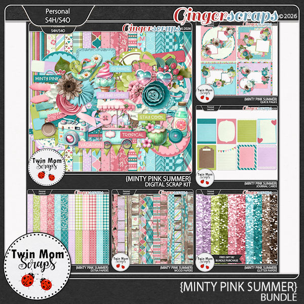 Minty Pink Summer - BUNDLE by Twin Mom Scraps