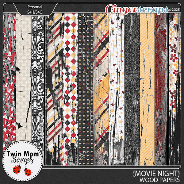 Movie Night - WOOD PAPERS by Twin Mom Scraps