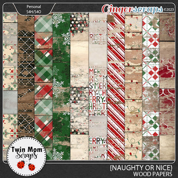Naughty or Nice - WOOD PAPERS by Twin Mom Scraps