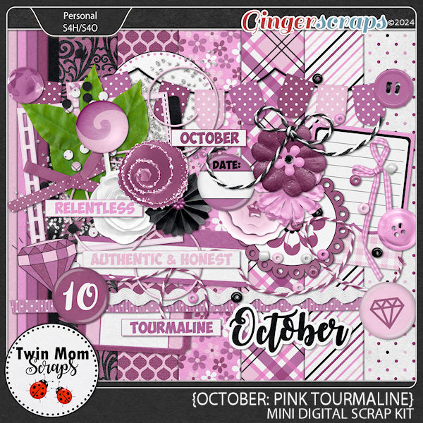 October: Pink Tourmaline - MINI KIT by Twin Mom Scraps