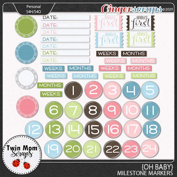 Oh Baby - MILESTONE MARKERS by Twin Mom Scraps