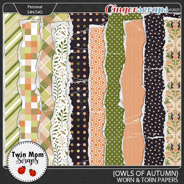 Owls of Autumn - WORN PAPERS by Twin Mom Scraps