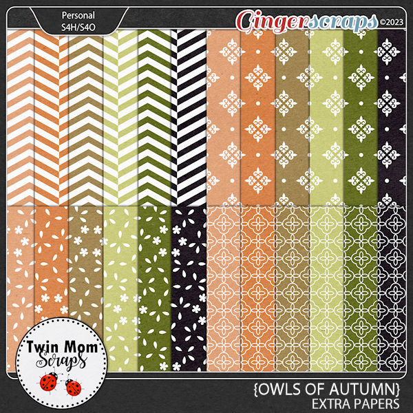 Owls of Autumn - EXTRA PAPER by Twin Mom Scraps 