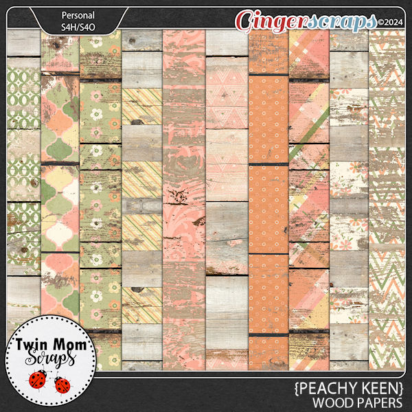 Peachy Keen - WOOD PAPERS by Twin Mom Scraps