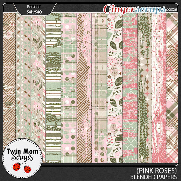 Pink Roses - BLENDED PAPERS by Twin Mom Scraps