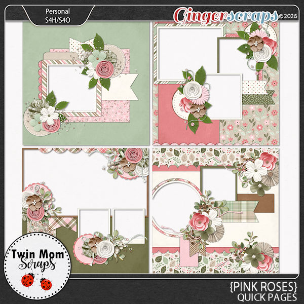 Pink Roses - QUICK PAGES by Twin Mom Scraps