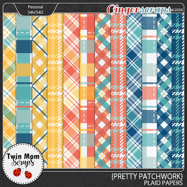 Pretty Patchwork - PLAID PAPERS by Twin Mom Scraps