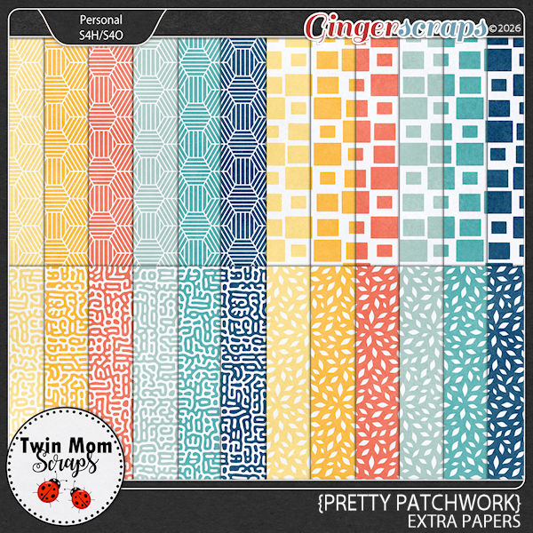 Pretty Patchwork - EXTRA PAPERS by Twin Mom Scraps