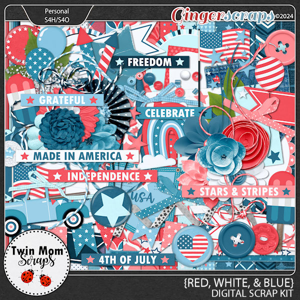 Red White & Blue - KIT by Twin Mom Scraps