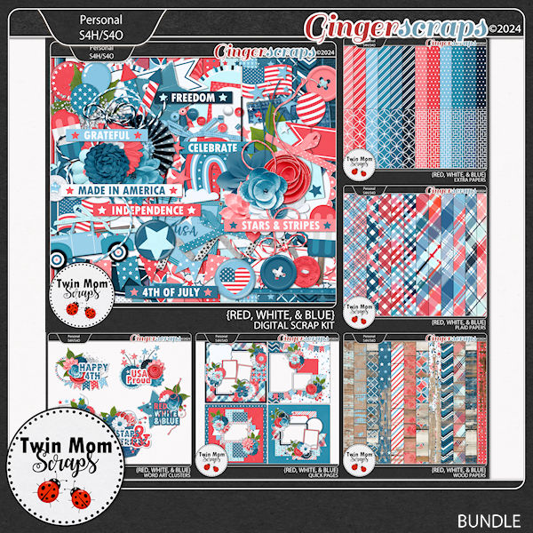 Red White & Blue - BUNDLE by Twin Mom Scraps