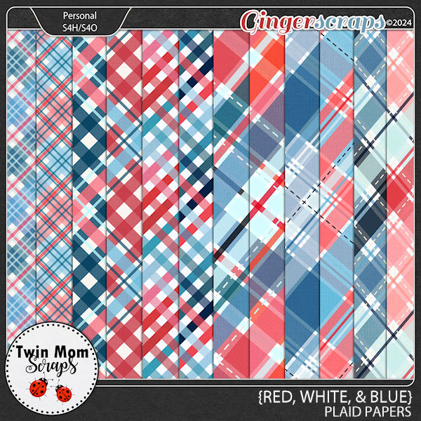 Red White & Blue - PLAID PAPERS by Twin Mom Scraps