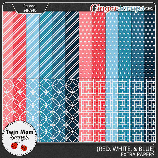 Red White & Blue - EXTRA PAPERS by Twin Mom Scraps