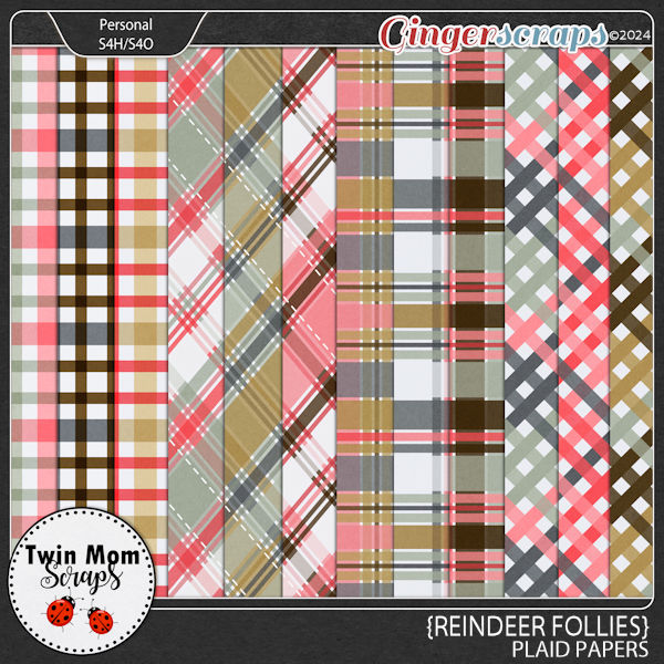 Reindeer Follies - PLAID PAPERS by Twin Mom Scraps