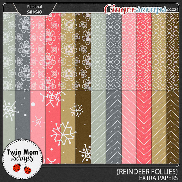 Reindeer Follies - EXTRA PAPERS by Twin Mom Scraps