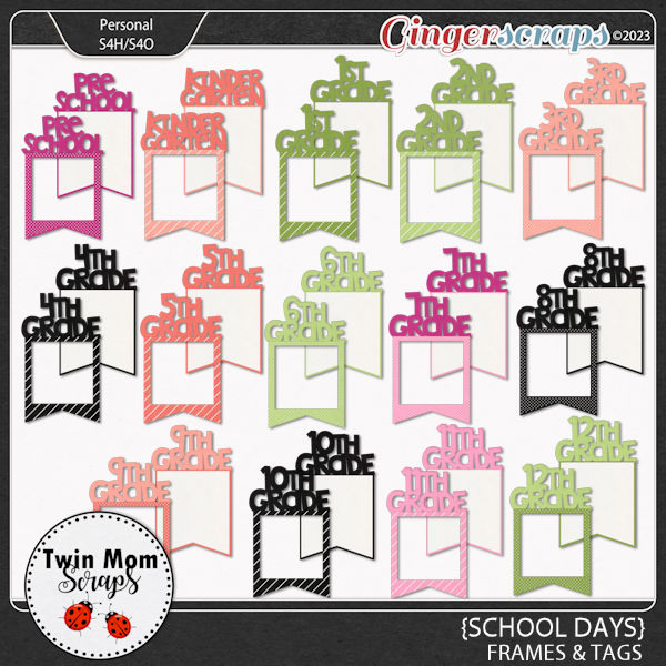 School Days - FRAMES & TAGS by Twin Mom Scraps