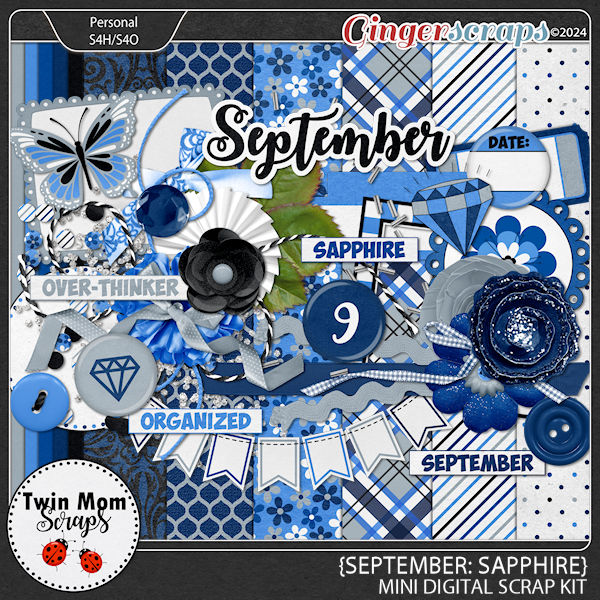 September: Sapphire - MINI KIT by Twin Mom Scraps