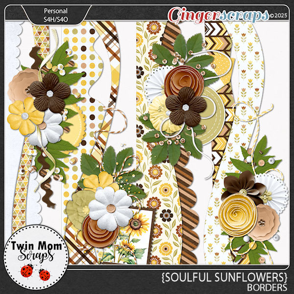 Soulful Sunflowers - BORDERS by Twin Mom Scraps