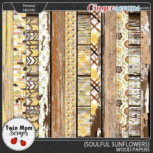 Soulful Sunflowers - WOOD PAPERS by Twin Mom Scraps