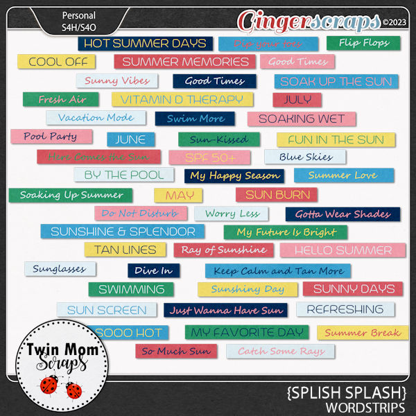 Splish Splash - WORD STRIPS by Twin Mom Scraps