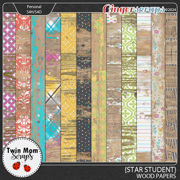 Star Student - WOOD PAPERS by Twin Mom Scraps