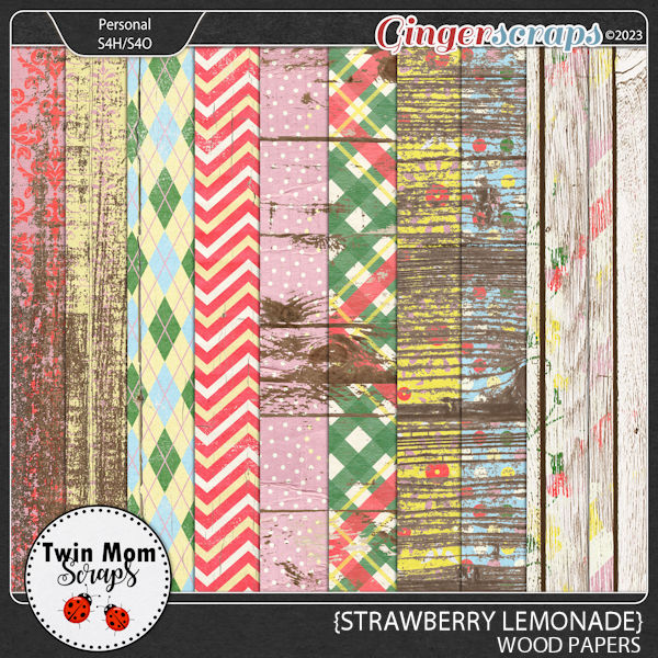 Strawberry Lemonade - WOOD PAPERS by Twin Mom Scraps 