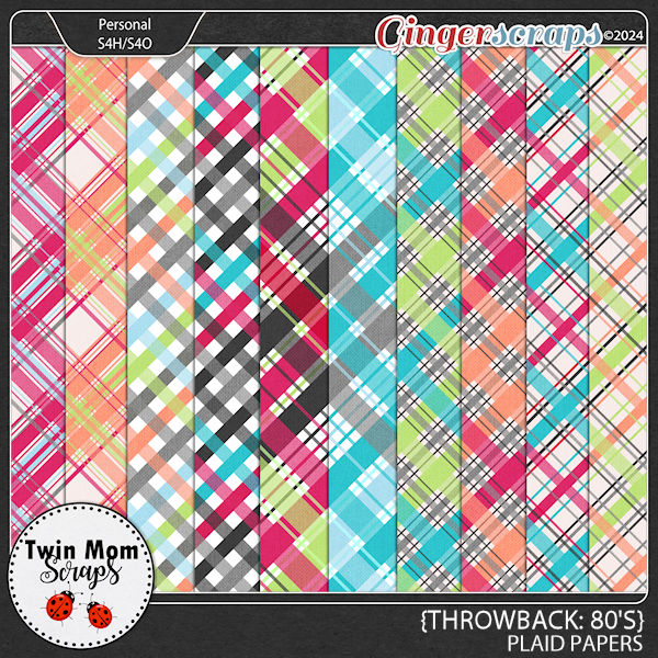 Throwback 80s - PLAID PAPERS by Twin Mom Scraps