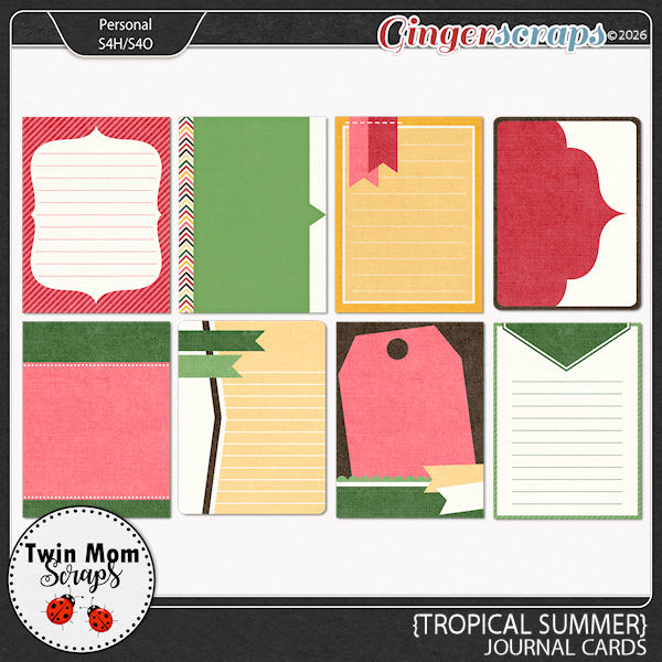 Tropical Summer - JOURNAL CARDS by Twin Mom Scraps
