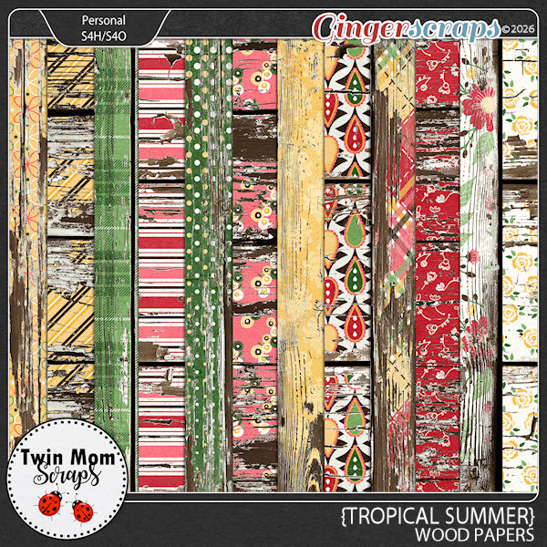 Tropical Summer - WOOD PAPERS by Twin Mom Scraps
