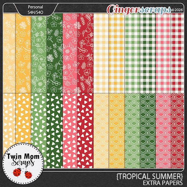 Tropical Summer - EXTRA PAPERS by Twin Mom Scraps