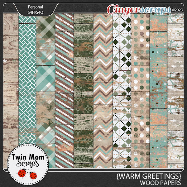 Warm Greetings - WOOD PAPERS by Twin Mom Scraps