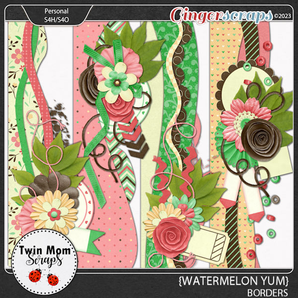 Watermelon Yum - BORDERS by Twin Mom Scraps