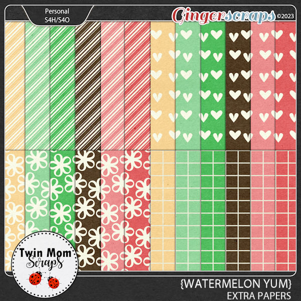 Watermelon Yum - EXTRA PAPERS by Twin Mom Scraps