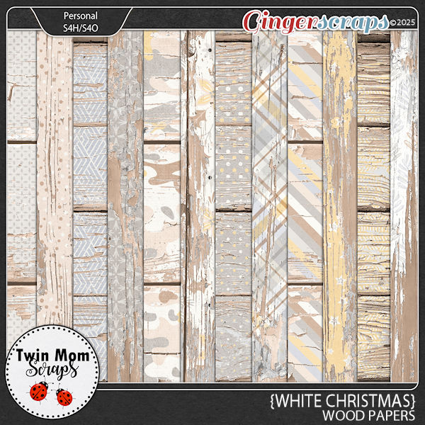 White Christmas - WOOD PAPERS by Twin Mom Scraps