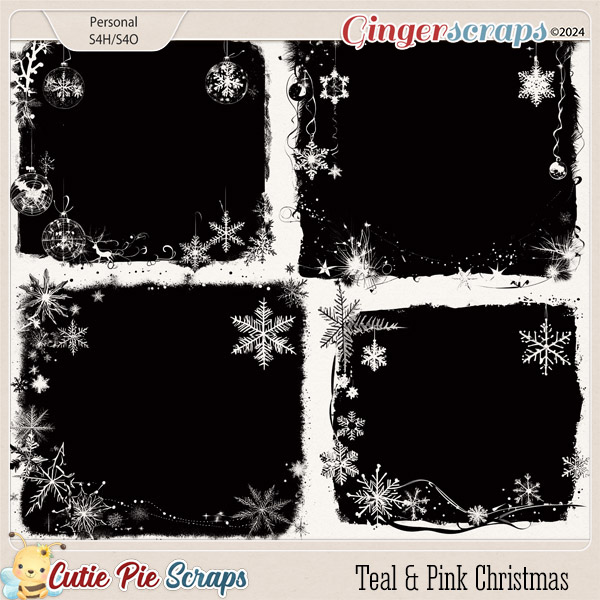 Teal & Pink Christmas Photo Masks
