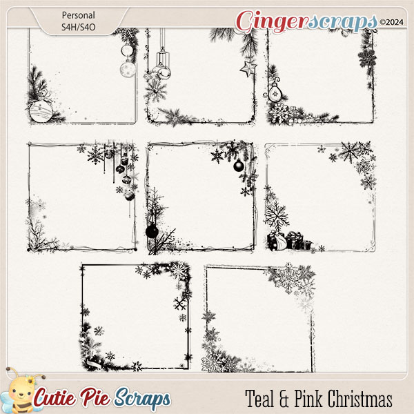 Teal & Pink Christmas Page Borders