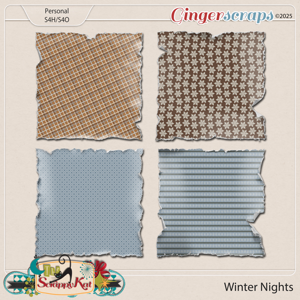 Winter Nights Ripped Papers by The Scrappy Kat