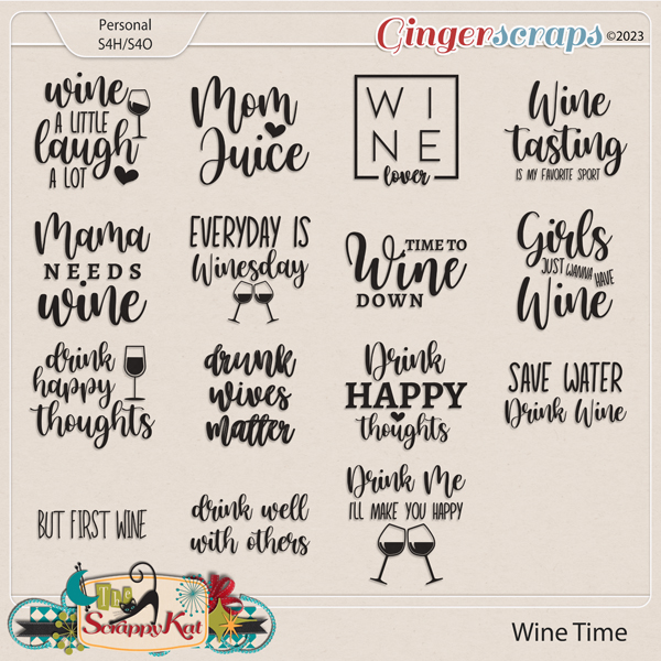 Wine Time Word Arts by The Scrappy Kat
