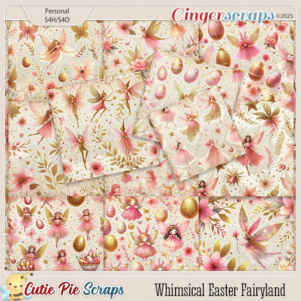 Whimsical Easter Fairyland Glitter Pattern Papers