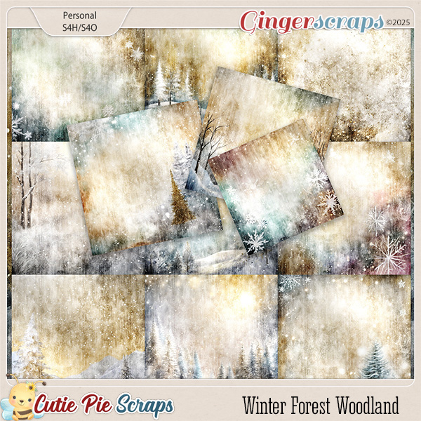 Winter Forest Woodland Glitter Winter Theme Papers