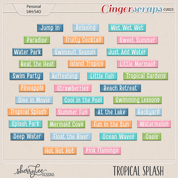 Tropical Splash Word Bits by Sherry Lee Designs
